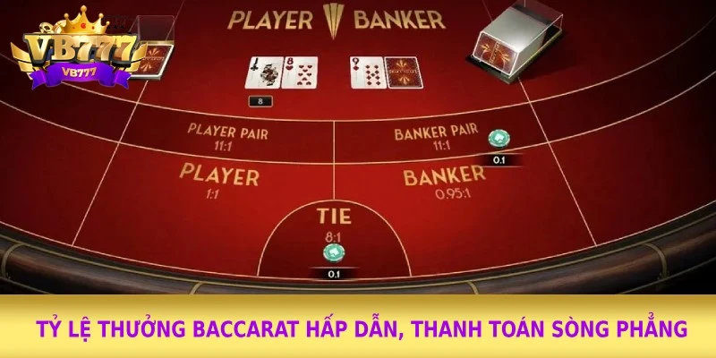 Tỷ lệ thưởng Baccarat hấp dẫn, thanh toán sòng phẳng