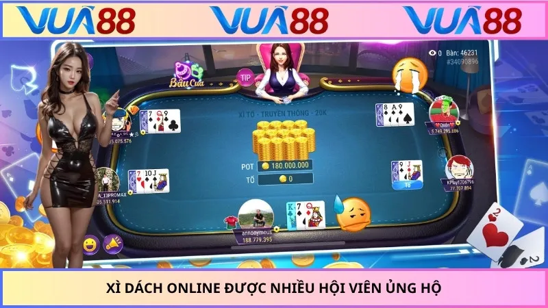 Xì Dách online được nhiều hội viên ủng hộ